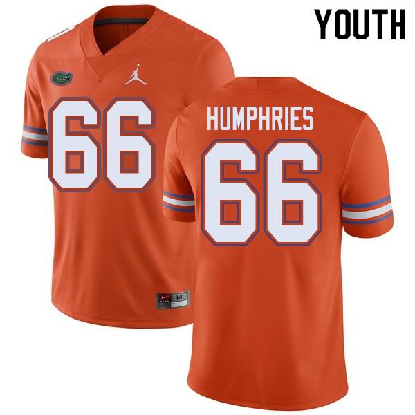 NCAA Florida Gators Jaelin Humphries Youth #66 Jordan Brand Orange Stitched Authentic College Football Jersey INO0464EB